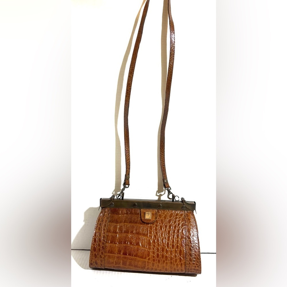 Cuir Veritable Guy Hi Brown Crocodile Leather Handbag